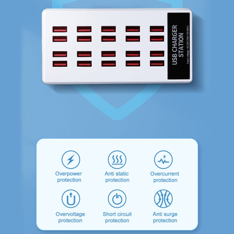 820 20-Ports Desktop USB Charger Station HUB(EU) - Multifunction Charger by PMC Jewellery | Online Shopping South Africa | PMC Jewellery | Buy Now Pay Later Mobicred