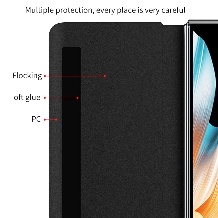 For Honor Magic Vs Side Window View Smart Lychee Texture Leather Phone Case with Pen Slot(Pink) - Honor Cases by PMC TechLife | Online Shopping South Africa | PMC TechLife | Buy Now Pay Later Mobicred