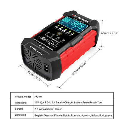 KONNWEI RC-10 2 inch Car Battery Charger Battery Pulse Repair Tool, Plug Type:EU Plug - Battery Charger by KONNWEI | Online Shopping South Africa | PMC Jewellery