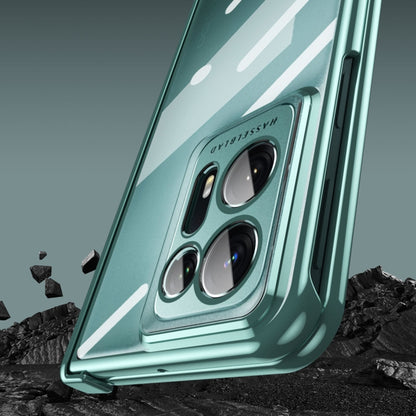 For OPPO Find N2 Integrated Electroplating Magnetic Transparent All-inclusive Phone Case with Hinge(Green) - OPPO Cases by PMC Jewellery | Online Shopping South Africa | PMC Jewellery
