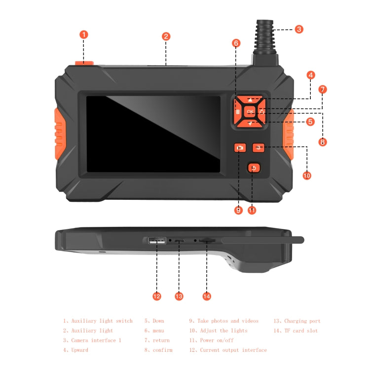 P130 14mm 4.3 inch Single Camera with Screen Endoscope, Length:5m -  by PMC TechLife | Online Shopping South Africa | PMC TechLife | Buy Now Pay Later Mobicred