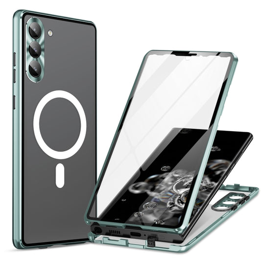 For Samsung Galaxy S22 5G HD Full Cover Magsafe Magnetic Metal Tempered Glass Phone Case(Green) - Galaxy S22 5G Cases by PMC Jewellery | Online Shopping South Africa | PMC Jewellery