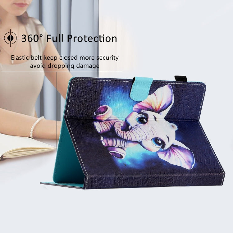 For 10 inch Coloured Drawing Stitching Leather Tablet Case(Elephant) - 10 - 11 inch by PMC TechLife | Online Shopping South Africa | PMC TechLife | Buy Now Pay Later Mobicred