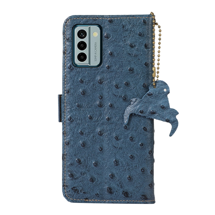 For Nokia G22 4G Ostrich Pattern Genuine Leather RFID Phone Case(Blue) - Nokia Cases by PMC TechLife | Online Shopping South Africa | PMC TechLife | Buy Now Pay Later Mobicred