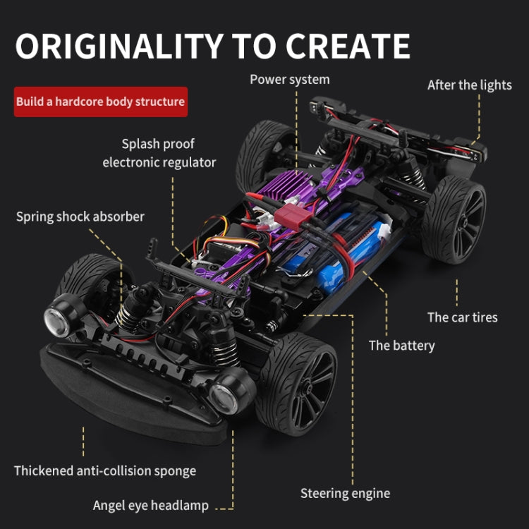 JJR/C Q142 Full Scale Electric Four-wheel Drive Muscle High Speed Drift RC Car(Grey) - RC Cars by JJR/C | Online Shopping South Africa | PMC Jewellery