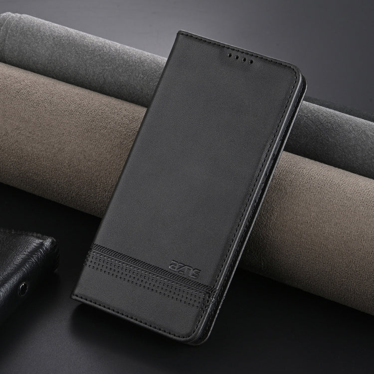 For Honor Magic6 Pro AZNS Magnetic Calf Texture Flip Leather Phone Case(Black) - free shipping - PMC Jewellery - Order now!
