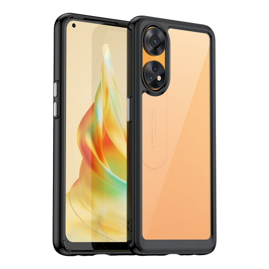For OPPO Reno8 T 4G Colorful Series Acrylic + TPU Phone Case(Black) - OPPO Cases by PMC Jewellery | Online Shopping South Africa | PMC Jewellery | Buy Now Pay Later Mobicred