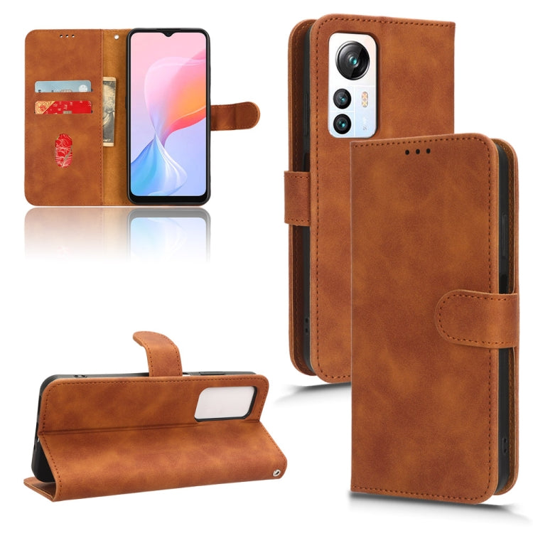 For Blackview A85 Skin Feel Magnetic Flip Leather Phone Case(Brown) - More Brand by PMC Jewellery | Online Shopping South Africa | PMC Jewellery | Buy Now Pay Later Mobicred