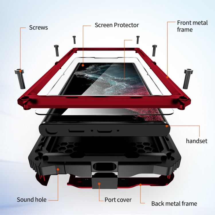 For Samsung Galaxy S22 Ultra 5G R-JUST RJ-56 3rd Gen Life Waterproof Dustproof Shockproof Phone Case(Red) - Galaxy S22 Ultra 5G Cases by R-JUST | Online Shopping South Africa | PMC Jewellery