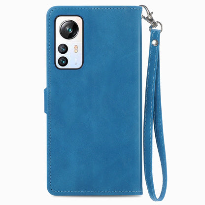 For Blackview A85 Embossed Flower Zipper Leather Phone Case(Blue) - More Brand by PMC Jewellery | Online Shopping South Africa | PMC Jewellery | Buy Now Pay Later Mobicred