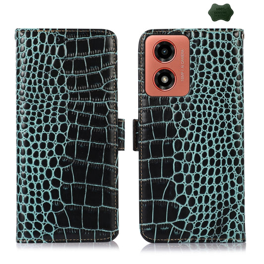 For Motorola Moto G04 / G24 Crocodile Top Layer Cowhide Leather Phone Case(Green) - Motorola Cases by PMC Jewellery | Online Shopping South Africa | PMC Jewellery | Buy Now Pay Later Mobicred