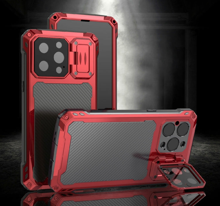 For iPhone 14 Pro Max RedPepper Silver Shield Series All-inclusive Lens Metal Phone Case(Red) - iPhone 14 Pro Max Cases by RedPepper | Online Shopping South Africa | PMc TechLife | Buy Now Pay Later Mobicred