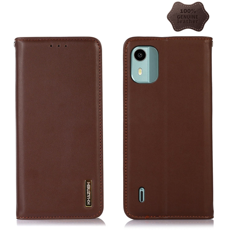 For Nokia C12 4G KHAZNEH Nappa Top Layer Cowhide Leather Phone Case(Brown) - Nokia Cases by PMC TechLife | Online Shopping South Africa | PMC TechLife | Buy Now Pay Later Mobicred