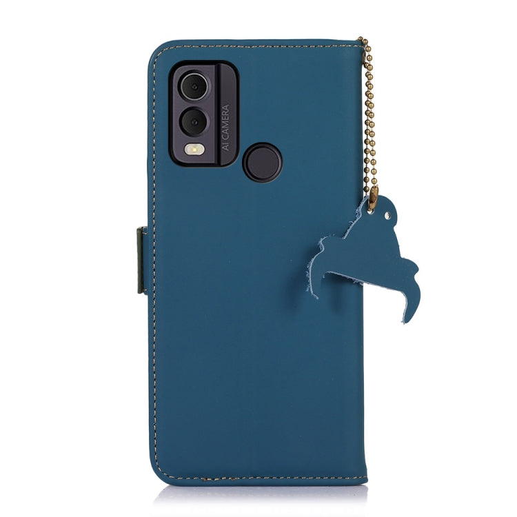 For Nokia C22 4G Genuine Leather Magnetic RFID Leather Phone Case(Blue) - Nokia Cases by PMC TechLife | Online Shopping South Africa | PMC TechLife | Buy Now Pay Later Mobicred