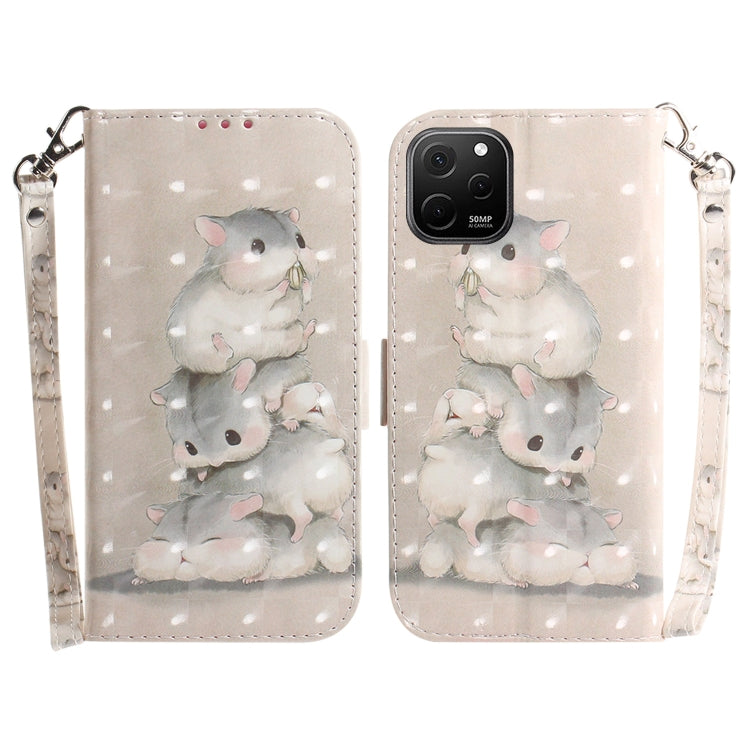 For Huawei nova Y61 / Enjoy 50z 3D Colored Horizontal Flip Leather Phone Case(Squirrels) - Huawei Cases by PMC TechLife | Online Shopping South Africa | PMC TechLife