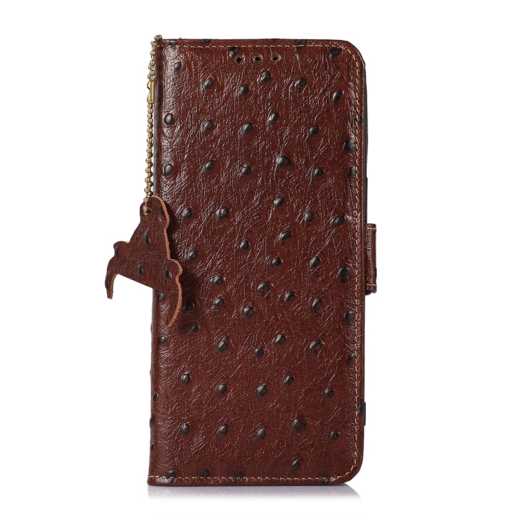 For Honor Magic5 Pro Ostrich Pattern Genuine Leather RFID Phone Case(Coffee) - Honor Cases by PMC TechLife | Online Shopping South Africa | PMC TechLife | Buy Now Pay Later Mobicred