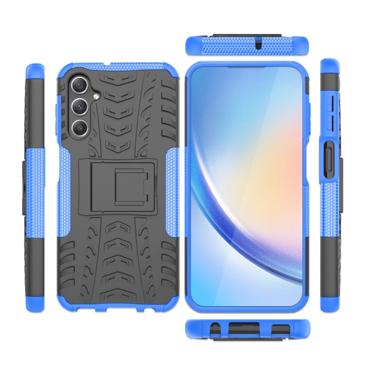 For Samsung Galaxy A24 4G Tire Texture TPU + PC Phone Case with Holder(Blue) - Galaxy Phone Cases by PMC Jewellery | Online Shopping South Africa | PMC Jewellery