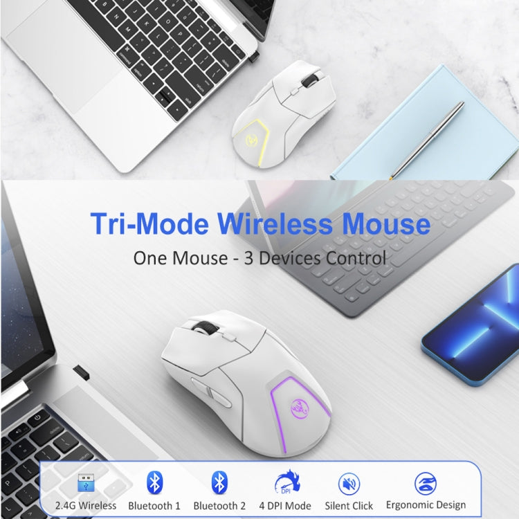 HXSJ T40 7 Keys 4000DPI Three-mode Colorful Backlight Wireless Gaming Mouse Rechargeable(White) - Wireless Mice by HXSJ | Online Shopping South Africa | PMC Jewellery | Buy Now Pay Later Mobicred