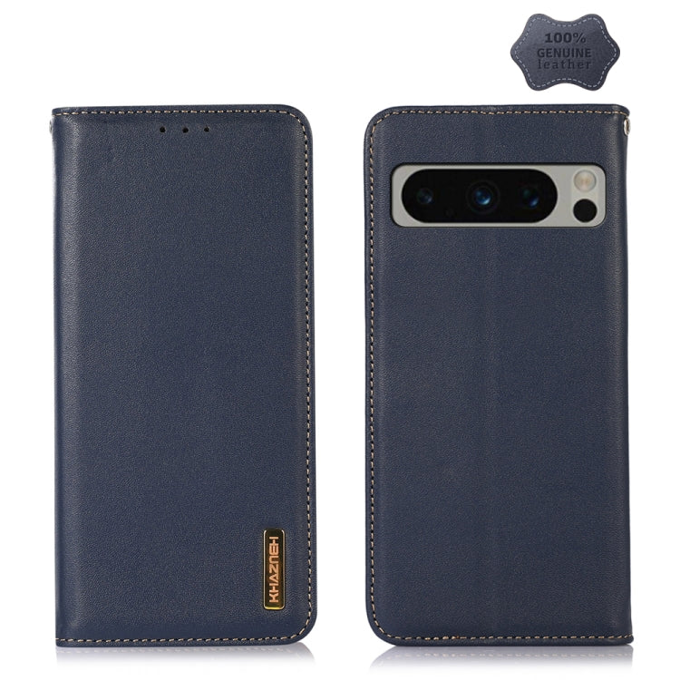 For Google Pixel 8 Pro KHAZNEH Nappa Top Layer Cowhide Leather Phone Case(Blue) - Google Cases by PMC TechLife | Online Shopping South Africa | PMC TechLife | Buy Now Pay Later Mobicred