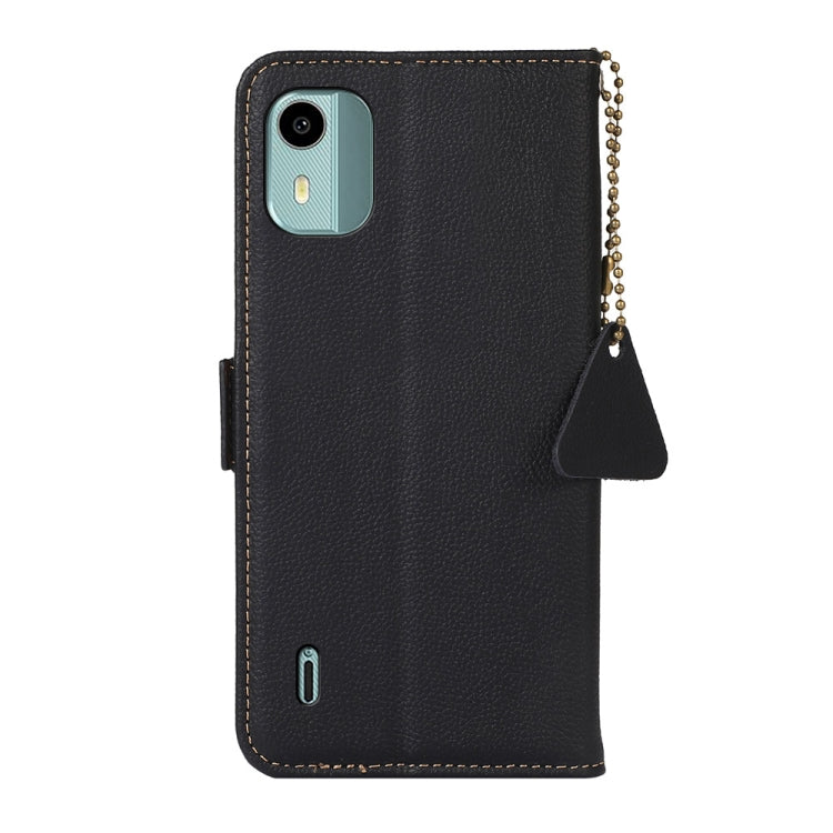 For Nokia C12 4G Side-Magnetic TJ Genuine Leather RFID Phone Case(Black) - Honor Cases by PMC TechLife | Online Shopping South Africa | PMC TechLife | Buy Now Pay Later Mobicred