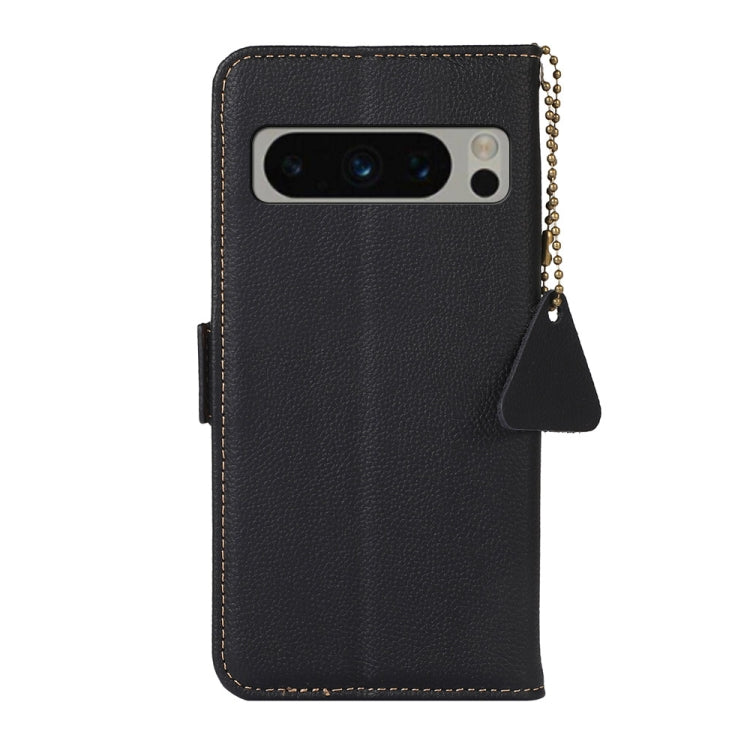 For Google Pixel 8 Pro Side-Magnetic TJ Genuine Leather RFID Phone Case(Black) - Google Cases by PMC TechLife | Online Shopping South Africa | PMC TechLife | Buy Now Pay Later Mobicred