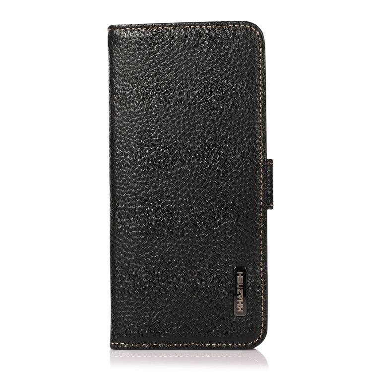 For Honor Magic5 KHAZNEH Side-Magnetic Litchi Genuine Leather RFID Phone Case(Black) - Honor Cases by PMC TechLife | Online Shopping South Africa | PMC TechLife | Buy Now Pay Later Mobicred