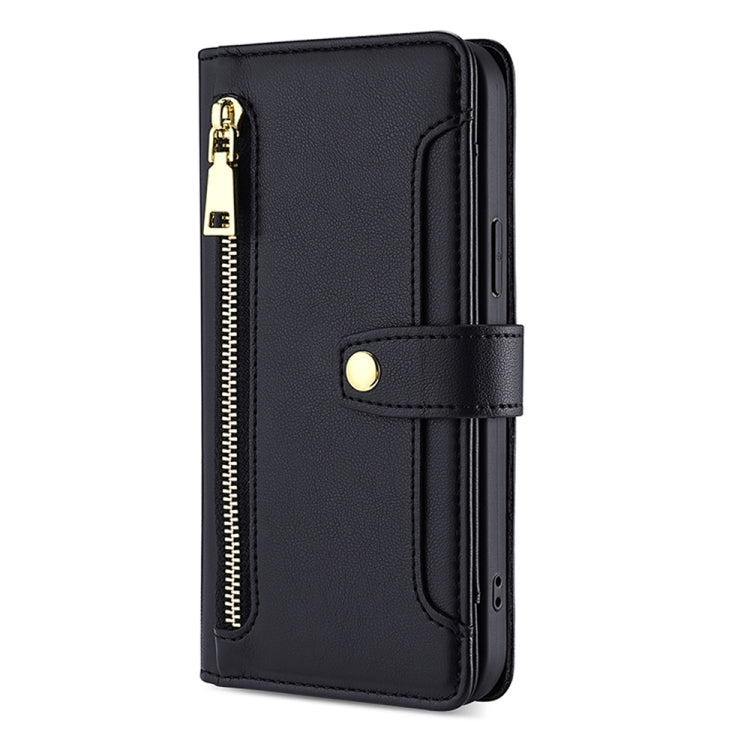 For Infinix Zero 20 Sheep Texture Cross-body Zipper Wallet Leather Phone Case(Black) - Infinix Cases by PMC TechLife | Online Shopping South Africa | PMC TechLife | Buy Now Pay Later Mobicred