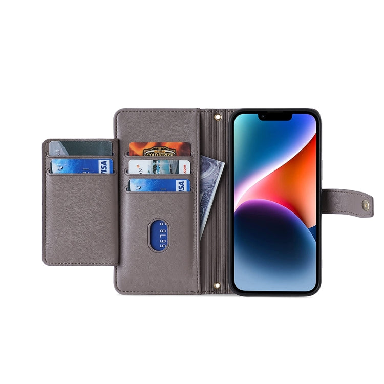 For Infinix Zero 20 Sheep Texture Cross-body Zipper Wallet Leather Phone Case(Grey) - Infinix Cases by PMC TechLife | Online Shopping South Africa | PMC TechLife | Buy Now Pay Later Mobicred