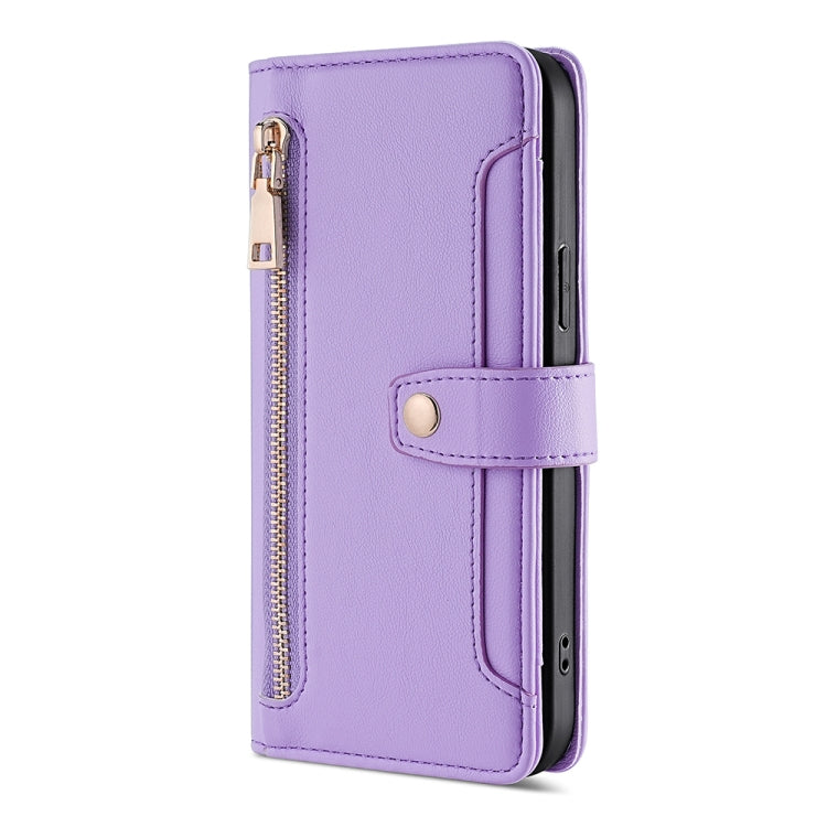 For Infinix Zero 20 Sheep Texture Cross-body Zipper Wallet Leather Phone Case(Purple) - Infinix Cases by PMC TechLife | Online Shopping South Africa | PMC TechLife | Buy Now Pay Later Mobicred