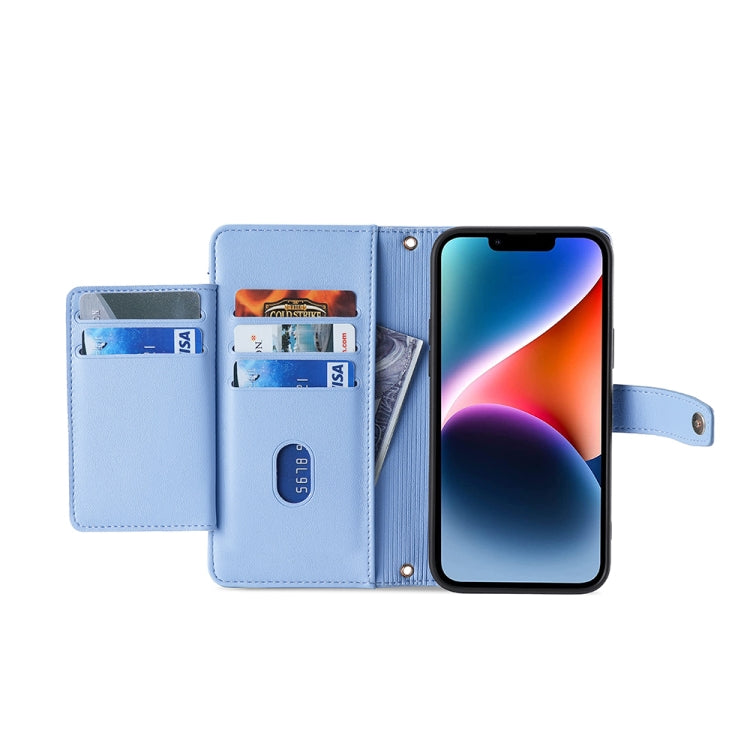 For Tecno Pop 6 Pro Sheep Texture Cross-body Zipper Wallet Leather Phone Case(Blue) - Tecno Cases by PMC TechLife | Online Shopping South Africa | PMC TechLife | Buy Now Pay Later Mobicred