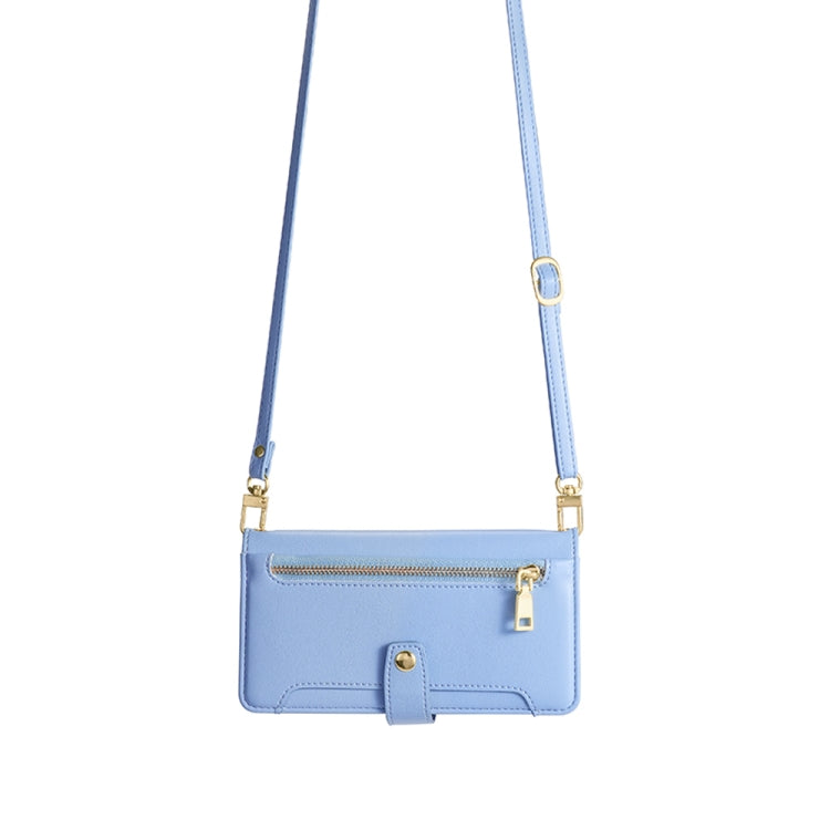 For Tecno Pop 6 Pro Sheep Texture Cross-body Zipper Wallet Leather Phone Case(Blue) - Tecno Cases by PMC TechLife | Online Shopping South Africa | PMC TechLife | Buy Now Pay Later Mobicred