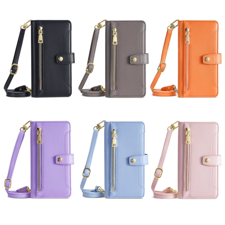 For Tecno Pop 6 Pro Sheep Texture Cross-body Zipper Wallet Leather Phone Case(Blue) - Tecno Cases by PMC TechLife | Online Shopping South Africa | PMC TechLife | Buy Now Pay Later Mobicred