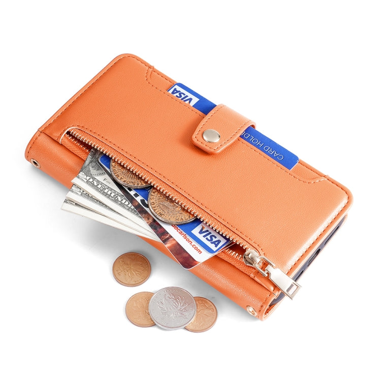 For Nokia G22 Sheep Texture Cross-body Zipper Wallet Leather Phone Case(Orange) - Nokia Cases by PMC TechLife | Online Shopping South Africa | PMC TechLife | Buy Now Pay Later Mobicred