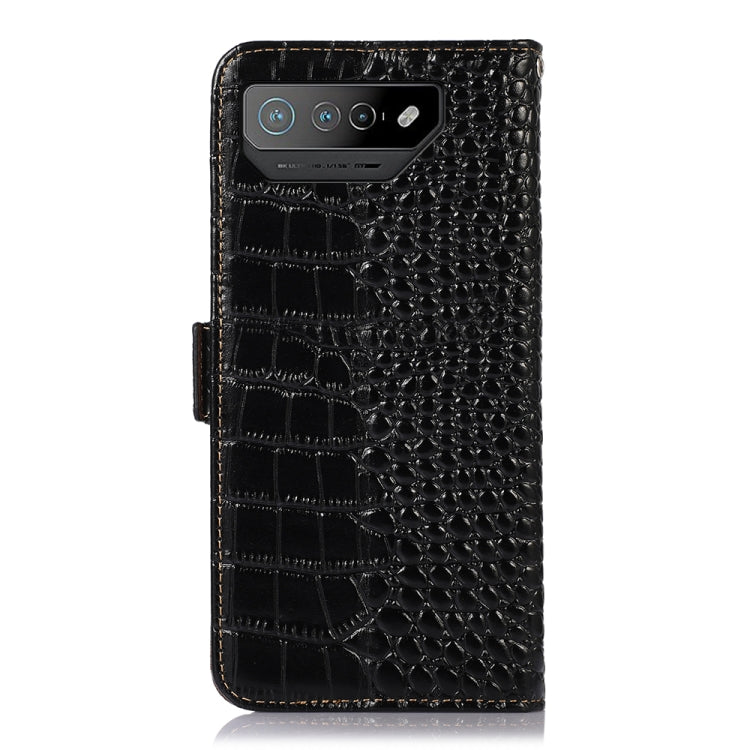 For Asus ROG Phone 7 Crocodile Top Layer Cowhide Leather Phone Case(Black) - ASUS Cases by PMC TechLife | Online Shopping South Africa | PMC TechLife | Buy Now Pay Later Mobicred