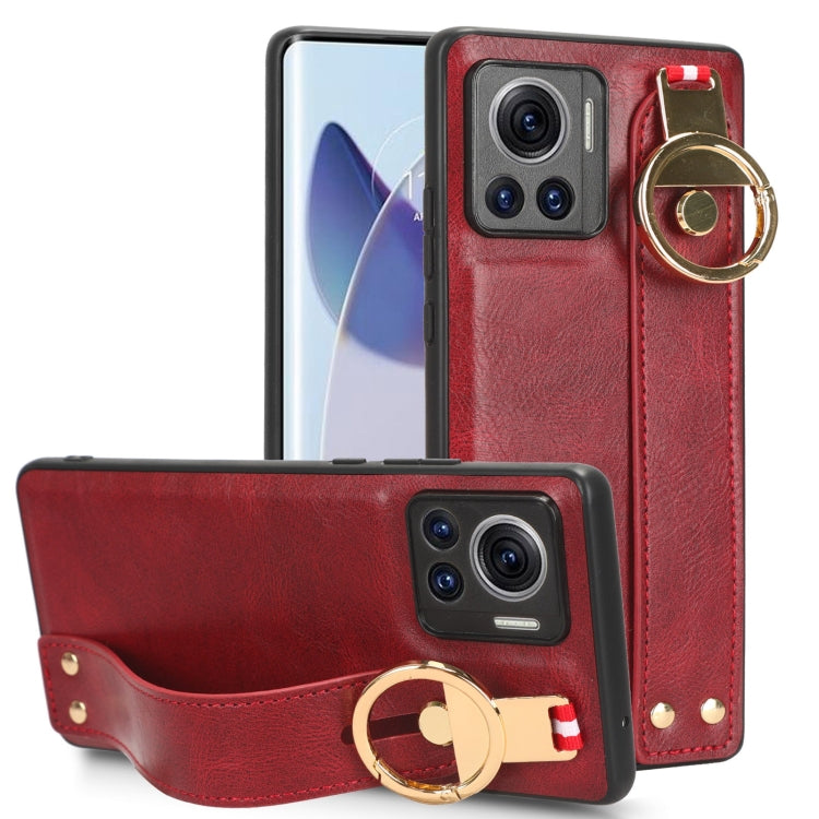For Motorola Edge 30 Ultra Wristband Leather Back Phone Case(Red) - Motorola Cases by PMC TechLife | Online Shopping South Africa | PMC TechLife | Buy Now Pay Later Mobicred
