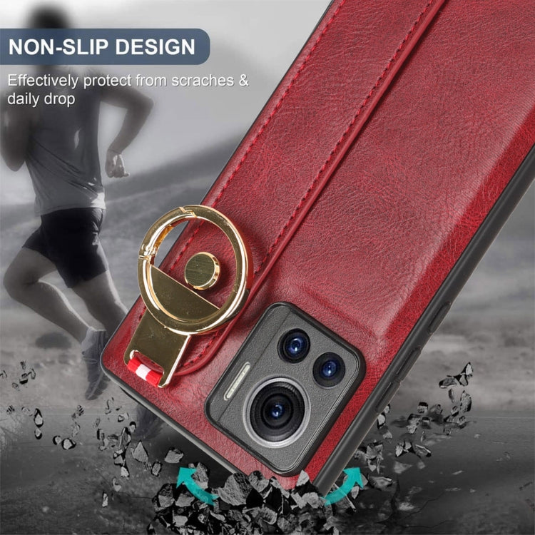 For Motorola Edge 30 Ultra Wristband Leather Back Phone Case(Red) - Motorola Cases by PMC TechLife | Online Shopping South Africa | PMC TechLife | Buy Now Pay Later Mobicred