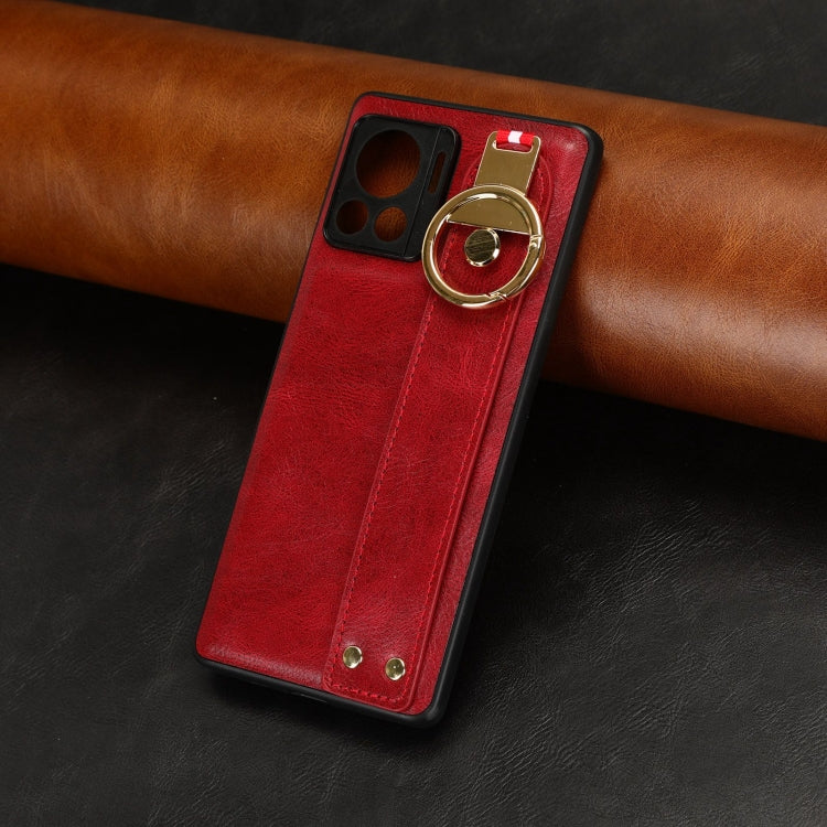 For Motorola Edge 30 Ultra Wristband Leather Back Phone Case(Red) - Motorola Cases by PMC TechLife | Online Shopping South Africa | PMC TechLife | Buy Now Pay Later Mobicred