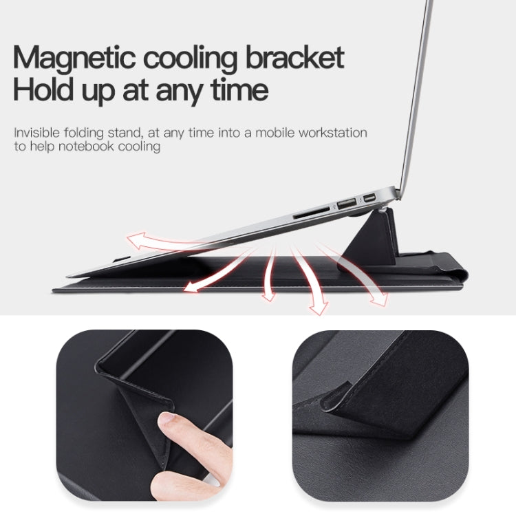 15-16 inch Universal Laptop Magnetic Holder Stitching Inner Bag(Brown) - 15 inch by PMC Jewellery | Online Shopping South Africa | PMC Jewellery | Buy Now Pay Later Mobicred
