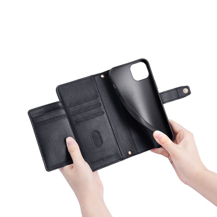 For Nokia C12 Sheep Texture Cross-body Zipper Wallet Leather Phone Case(Black) - Nokia Cases by PMC TechLife | Online Shopping South Africa | PMC TechLife | Buy Now Pay Later Mobicred