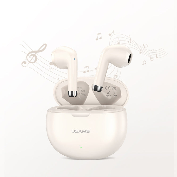 USAMS YO17 TWS Half In-Ear Wireless Bluetooth Earphone(Beige) - TWS Earphone by USAMS | Online Shopping South Africa | PMC Jewellery | Buy Now Pay Later Mobicred