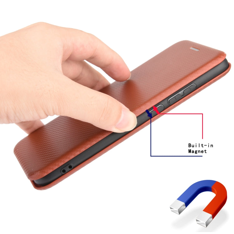 For DOOGEE X97 / X97 Pro Carbon Fiber Texture Flip Leather Phone Case(Brown) - Doogee Cases by PMC TechLife | Online Shopping South Africa | PMC TechLife | Buy Now Pay Later Mobicred