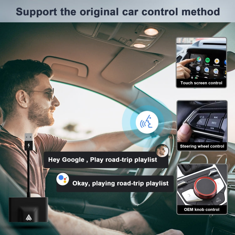 THT-020-3+ USB + USB-C / Type-C Wired to Wireless Carplay Adapter for Android Smartphone(Black) - free shipping - PMC TechLife - Order now!