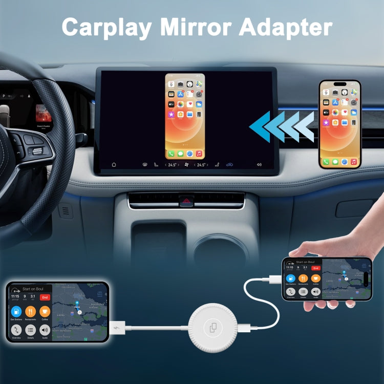 THT-020-6 USB + USB-C / Type-C Carplay Mirror Adapter for iPhone(White) - Bluetooth Adapters by PMC Jewellery | Online Shopping South Africa | PMC Jewellery | Buy Now Pay Later Mobicred