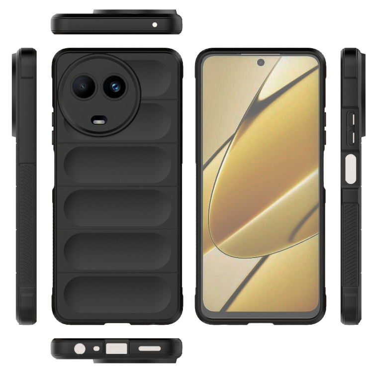 For Realme 11 5G Global Magic Shield TPU + Flannel Phone Case(Black) - Realme Cases by PMC TechLife | Online Shopping South Africa | PMC TechLife | Buy Now Pay Later Mobicred