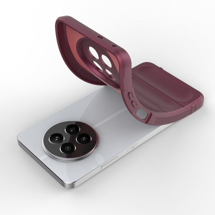 For Realme 12 5G Global Magic Shield TPU + Flannel Phone Case(Wine Red) - Realme Cases by PMC TechLife | Online Shopping South Africa | PMC TechLife | Buy Now Pay Later Mobicred