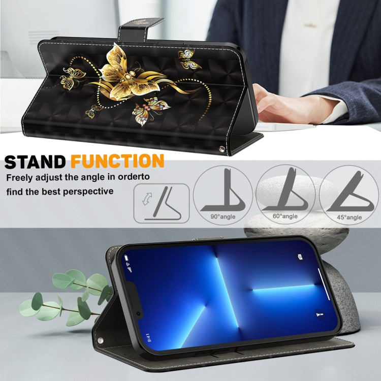 For Xiaomi Redmi Note 13 Pro+ 3D Painted Pattern Leather Phone Case(Golden Butterfly) - Note 13 Pro+ Cases by PMC TechLife | Online Shopping South Africa | PMC TechLife | Buy Now Pay Later Mobicred