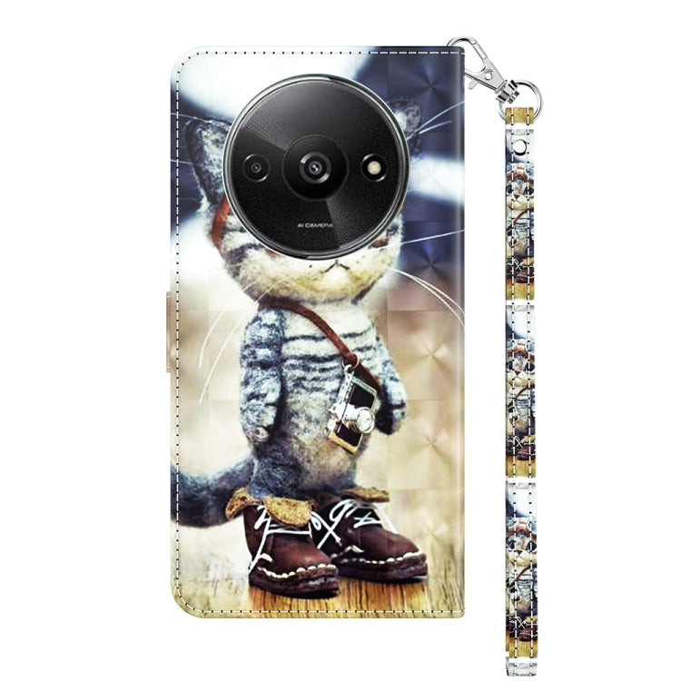 For Xiaomi Redmi A3 3D Painted Pattern Leather Phone Case(Naughty Cat) - Xiaomi Cases by PMC TechLife | Online Shopping South Africa | PMC TechLife | Buy Now Pay Later Mobicred
