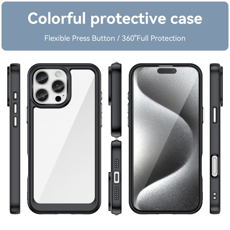For iPhone 16 Pro Max Colorful Series Acrylic + TPU Phone Case(Black) - iPhone 16 Pro Max Cases by PMC TechLife | Online Shopping South Africa | PMC TechLife | Buy Now Pay Later Mobicred