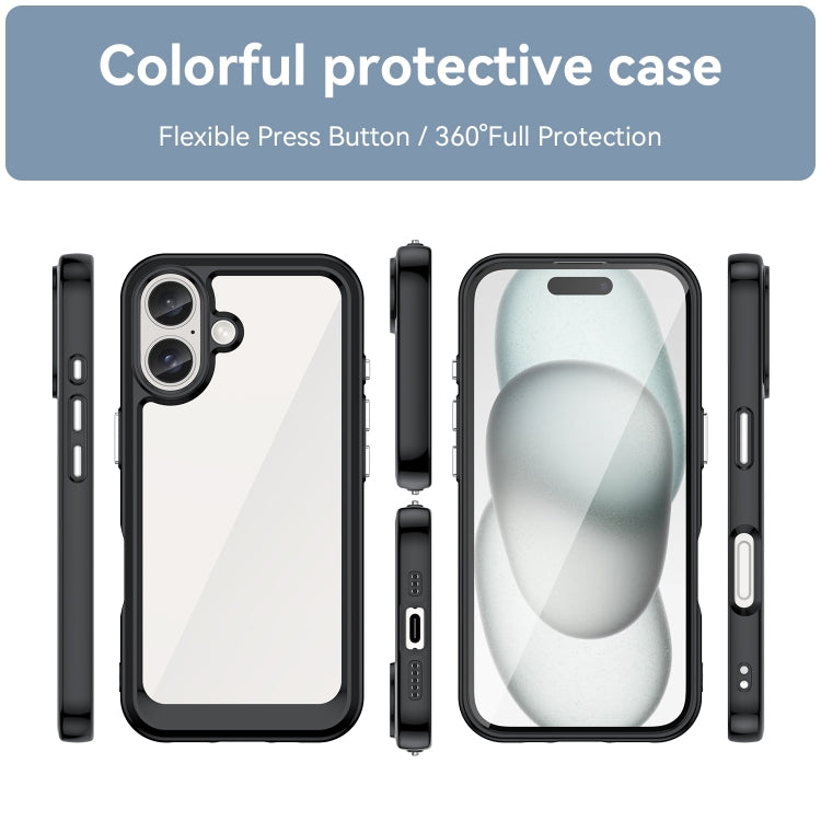 For iPhone 16 Colorful Series Acrylic + TPU Phone Case(Black) - iPhone 16 Cases by PMC Jewellery | Online Shopping South Africa | PMC Jewellery | Buy Now Pay Later Mobicred