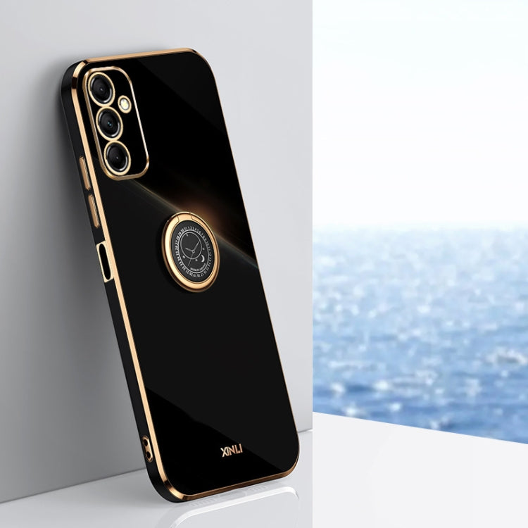 For Samsung Galaxy A15 XINLI Straight Edge 6D Electroplate TPU Phone Case with Ring Holder(Black) - Galaxy Phone Cases by XINLI | Online Shopping South Africa | PMC TechLife